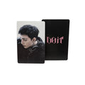 Two cards, one with a black background and 'DOIT' text, the other with a photo of a person, on a light gray surface.