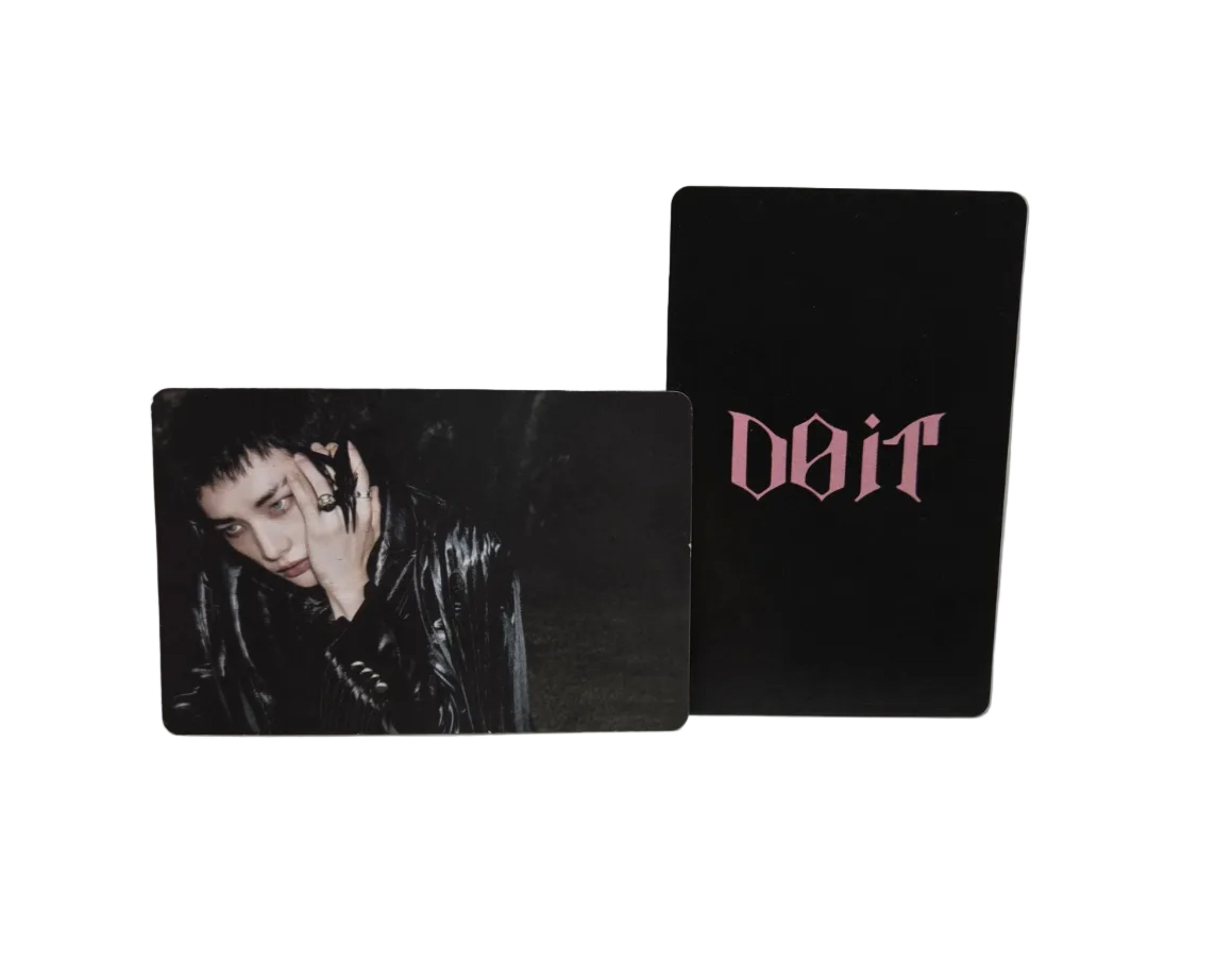 Two black cards with 'Dior' branding on a light gray background