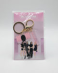 Keychain with 'BLACKPINK' design on a clear plastic packaging