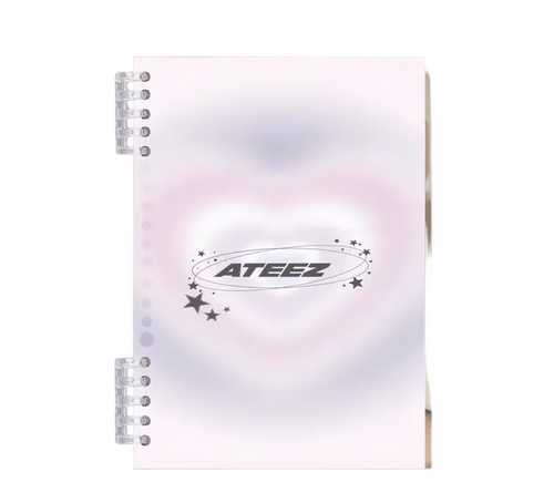 Notebook with ATEEZ logo on a white background