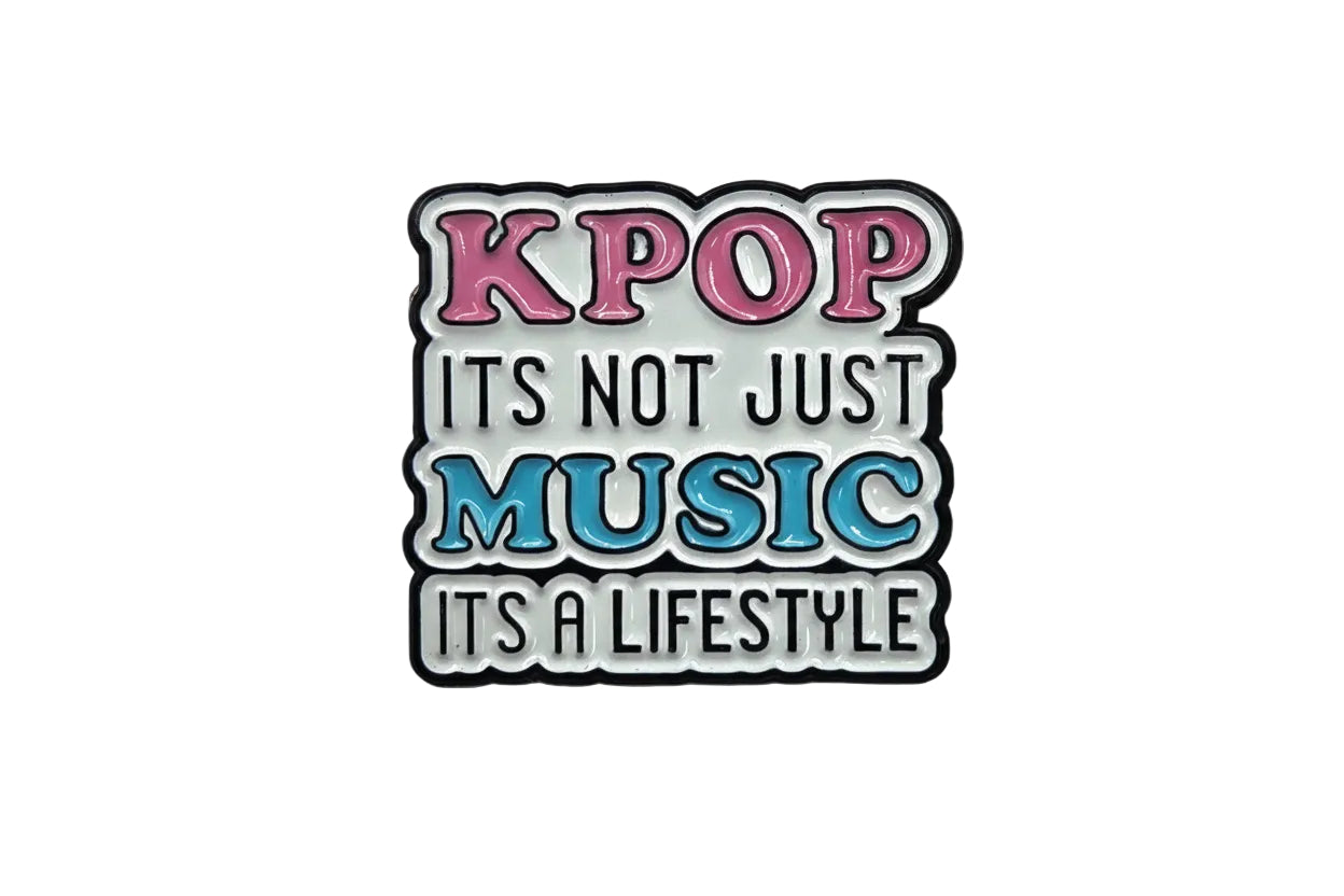 Sticker with 'KPOP IT'S NOT JUST MUSIC IT'S A LIFESTYLE' text on a gray background