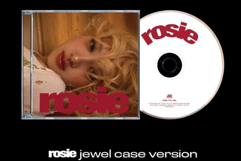 CD cover and disc of 'rosie' with a woman's face on the cover against a black background.