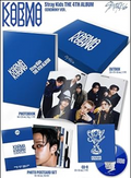 Stray Kids KORMO 4th album packaging with photobook, CD, and photo postcard set.